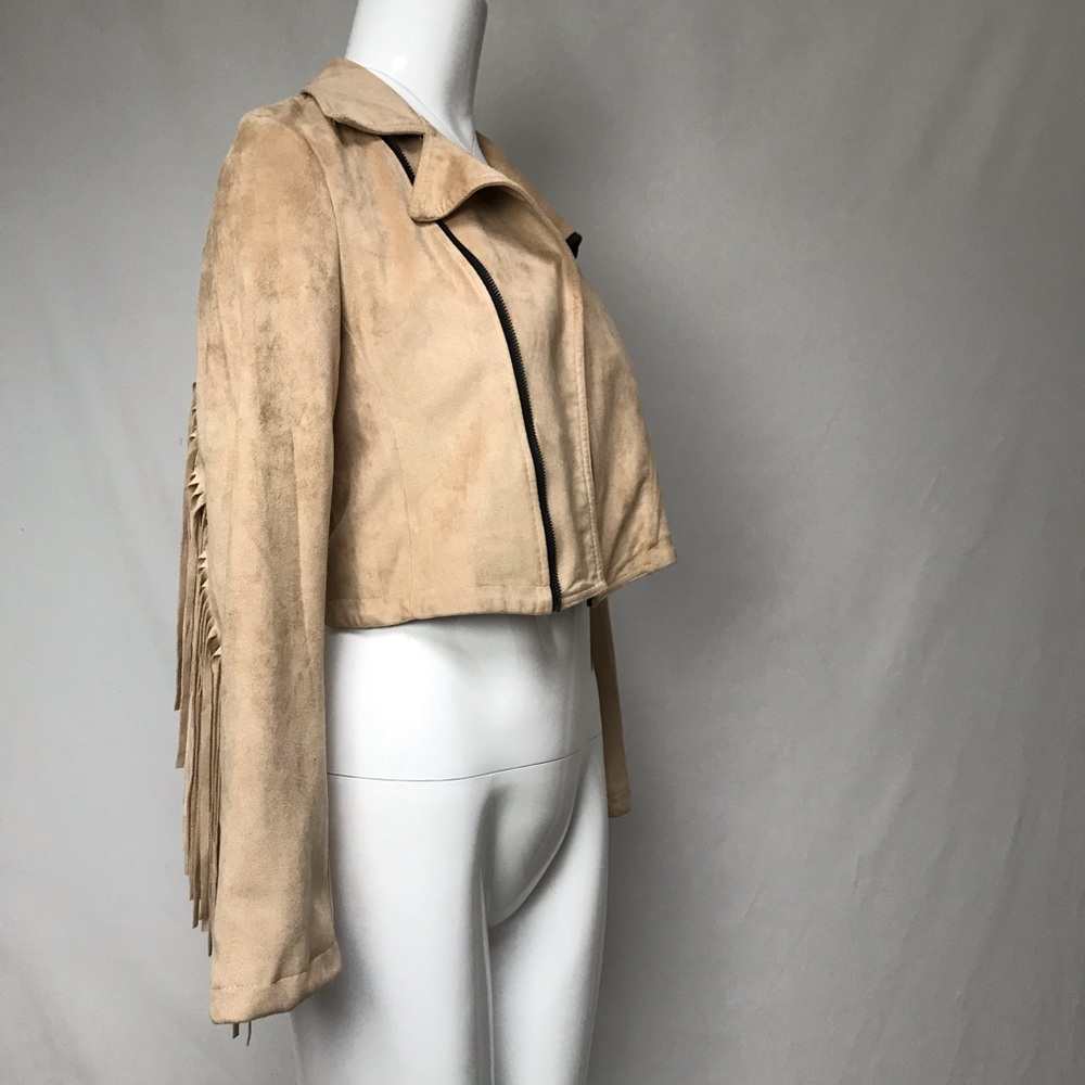 My Jaase light brown suede fringed back jacket